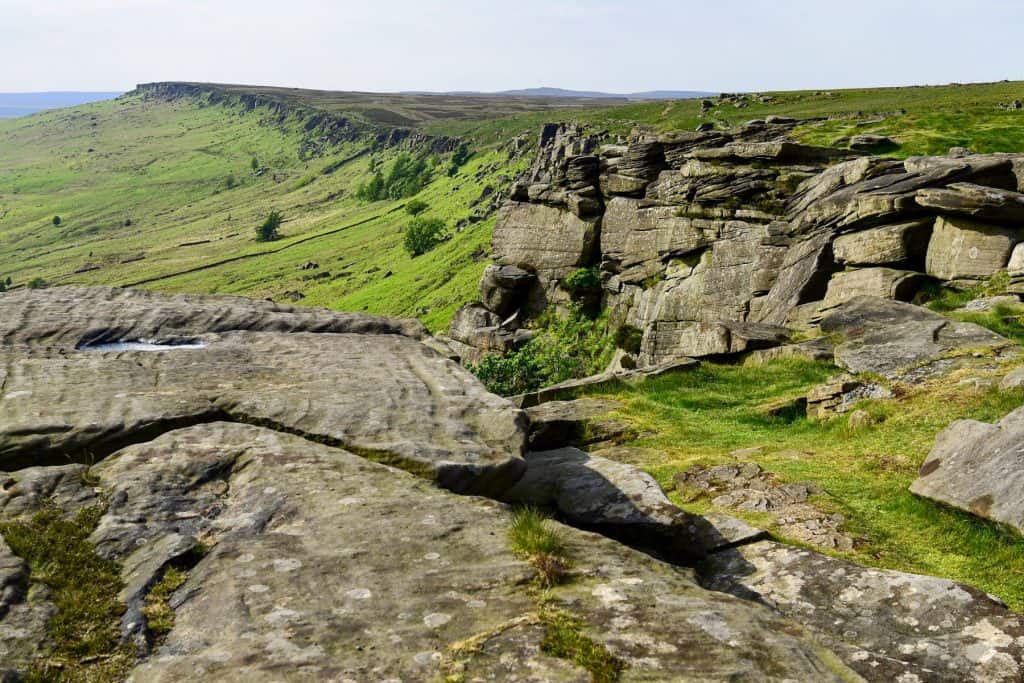 Views at a rock formation Stanage Edge.