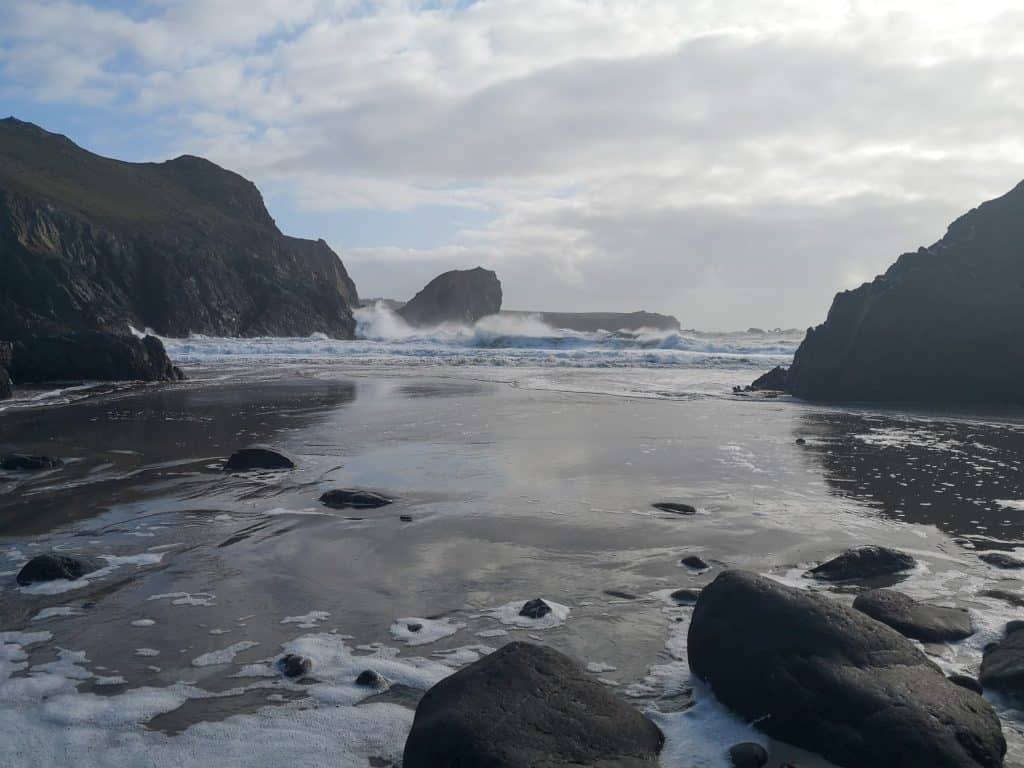 A view at a wild sea near Kynance Cove in Cornwall, , one of the nice beaches in Cornwall.