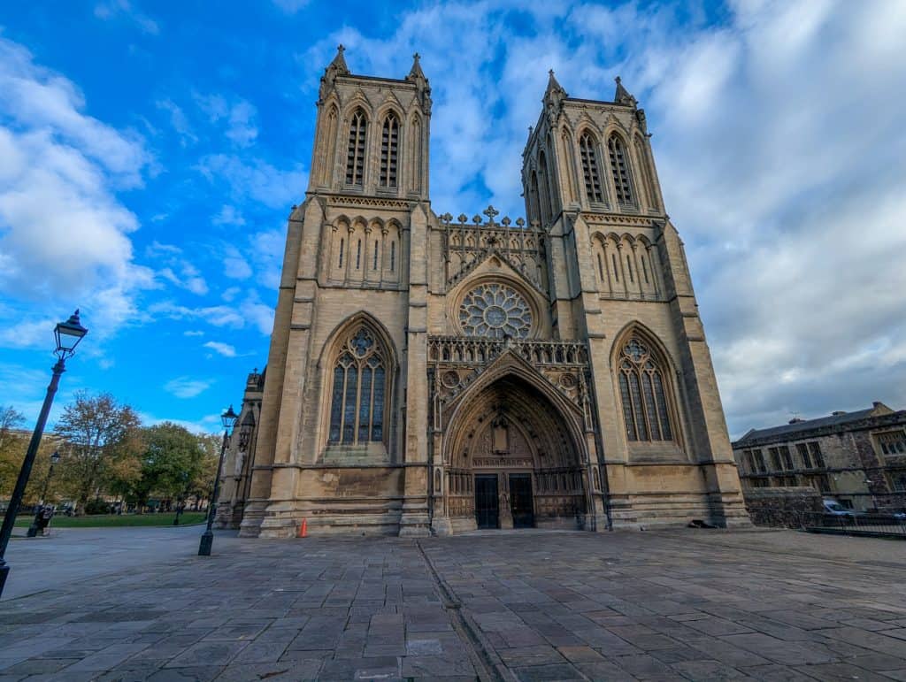 View at the Bristol Cathedral on a sunny day.