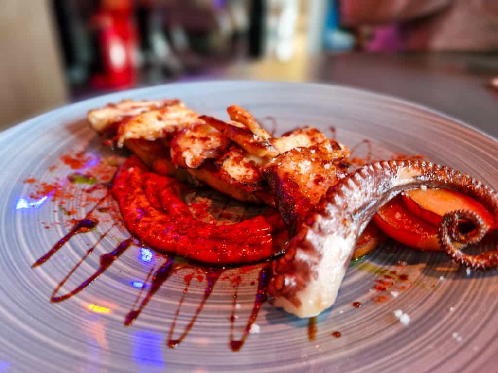 Dinner at one of the restaurants in Bristol - octopus tapas.