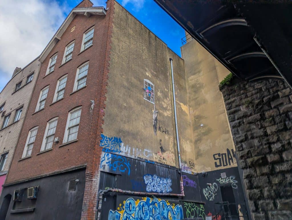 Street art in Bristol - Banksy Well Hung Lover.