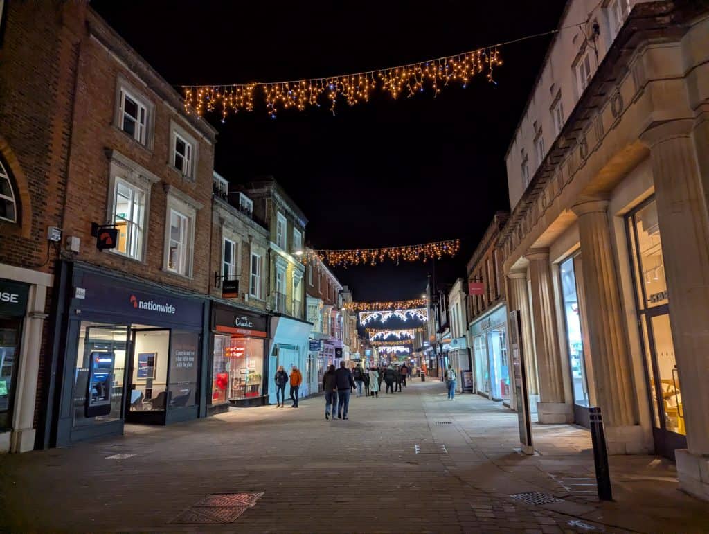 Winchester centre during Christmas market.