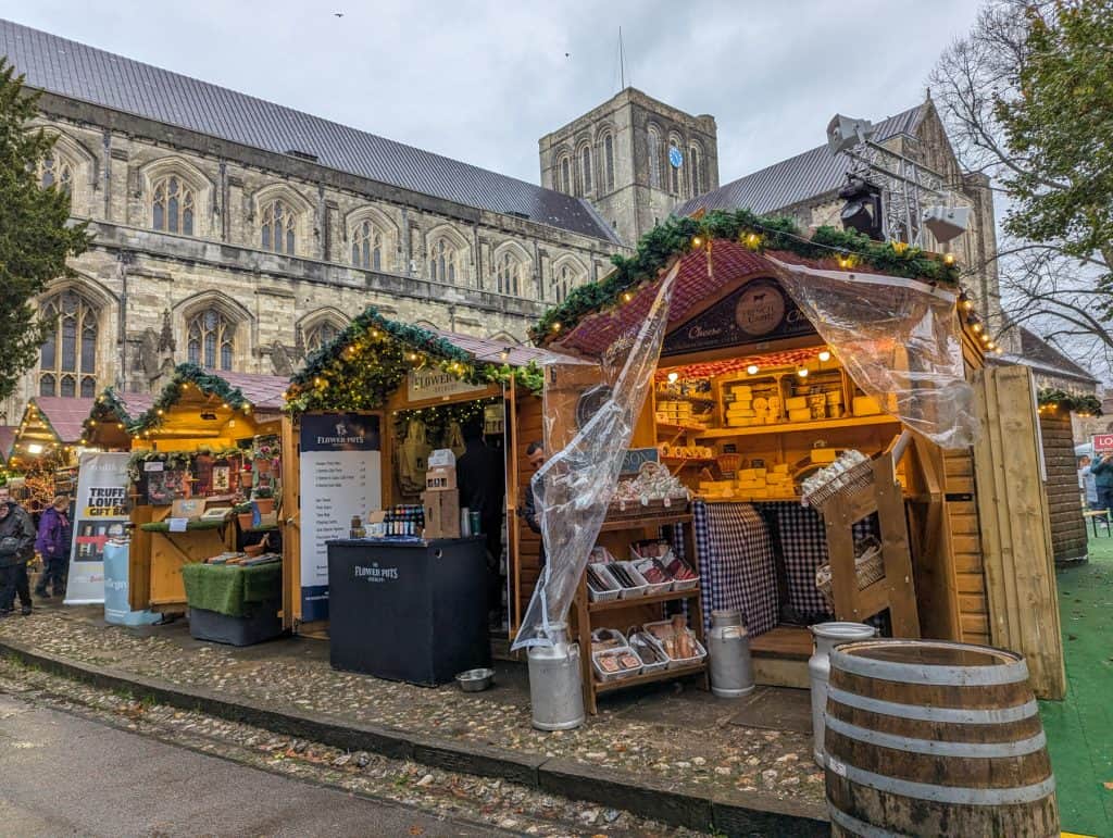 Winchester Cathedral Christmas market - christmassy stalls.