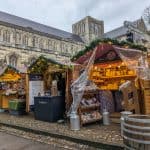 Winchester Cathedral Christmas market - christmassy stalls.
