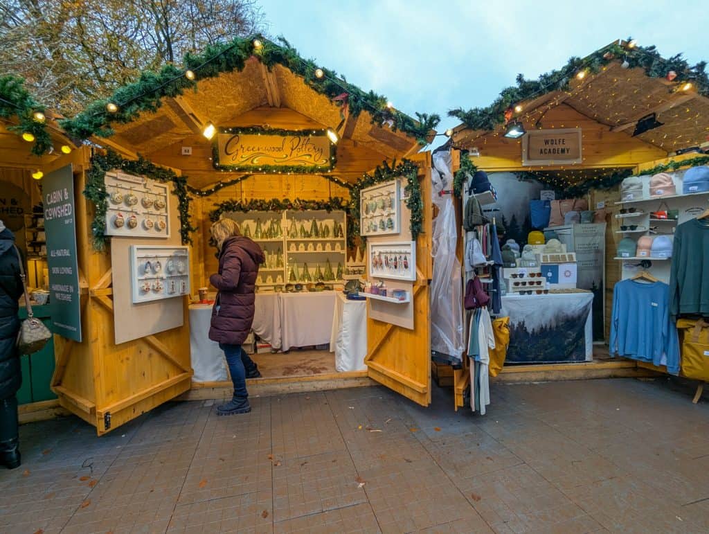 Winchester Cathedral Christmas market - christmassy stalls.
