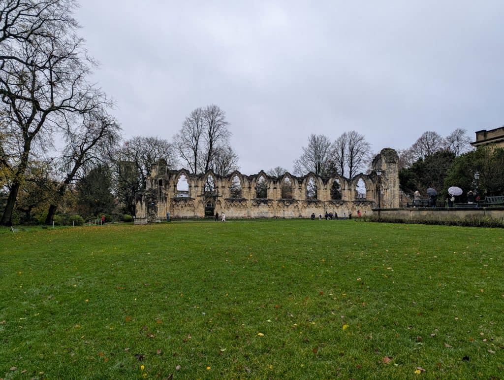 Museum Gardens in York with historical buildings in autumn.