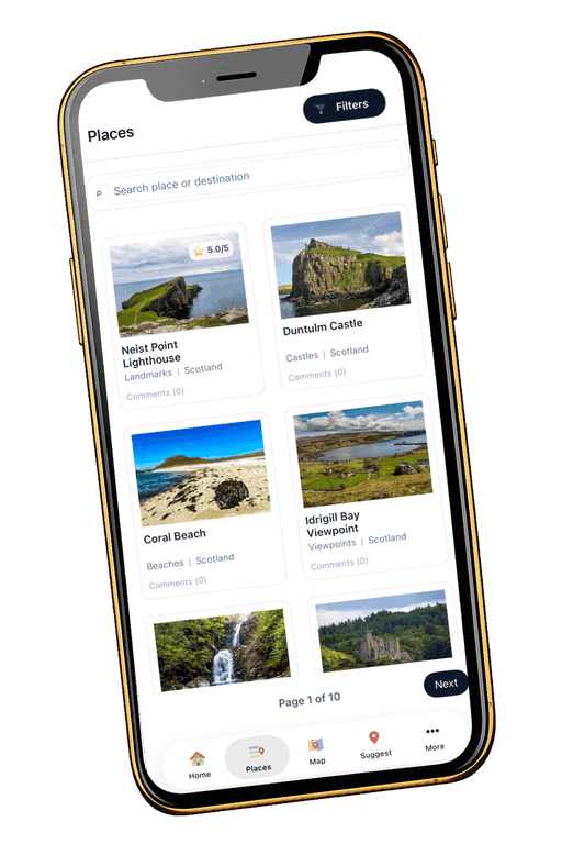 The Blueprints Of Britain app on iPhone, browsing places to discover